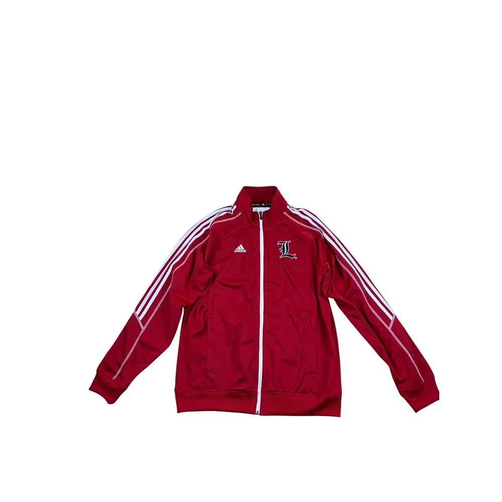 Adidas Louisville Cardinals Red Track Jacket Mens Medium Full Zip Up NCAA